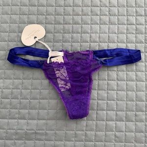 NWT Mimi Holliday electric purple lace thong